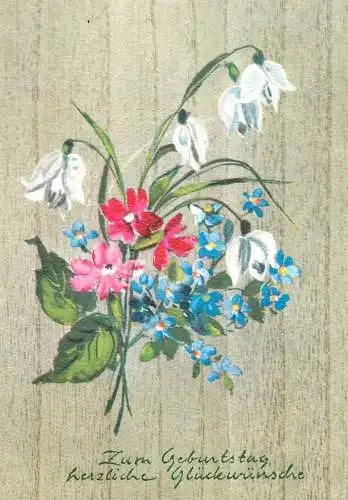 Postcard flower Germany Zum Gebunstag Herzliche Glucklerunsche