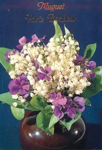 Postcard flower vase Belgium Muguet Porte Bonbeur