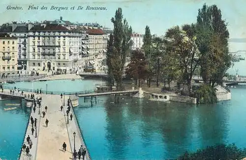 Switzerland Geneve Pont de Bergues et Ile Rousseau