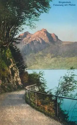 Switzerland Burgenstock Felsenweg mit Pilatus