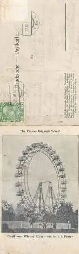 The Vienna Gigantic Wheel douple postcard 1910