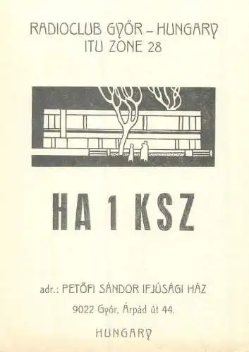 Radio amateur QSL card to YO5-3553 from Hungary HA1KSZ Gyor