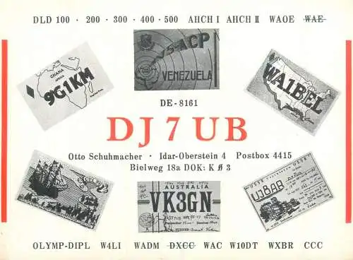 Radio amateur QSL card to YO5-3553 from Germany DJ7UB