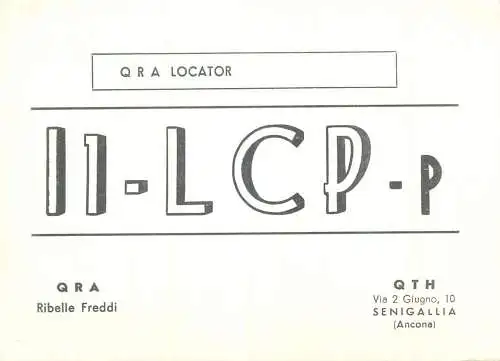 Radio amateur QSL card to YO5-3553 from Italy Ancona I1LCP