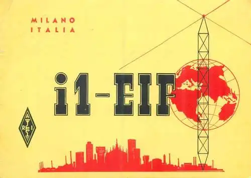 Radio amateur QSL card to YO5-3553 from Italy Milan I1EIF