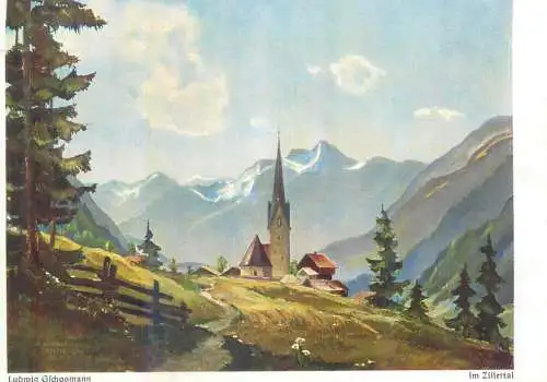 Austria Im Zillertal Ludwig Gschosmann signed illustration