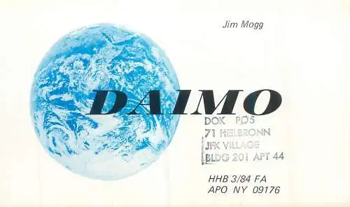 Radio amateur QSL card to Y05-3553 Heilbronn Germany DA1MO