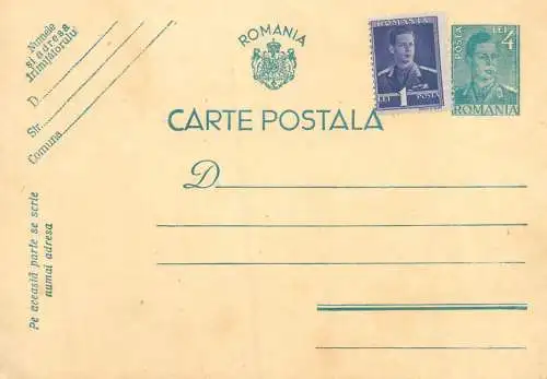 Romania posta stationara postcard 1930s timbru regele Mihai I