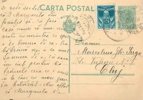 Romania posta stationara postcard 1934 catre Cluj
