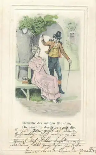 Postcard couples elegance romance flowers love