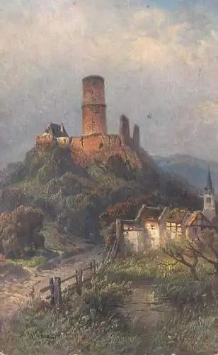 Postcard Germany Die Godesburg painting castle scene