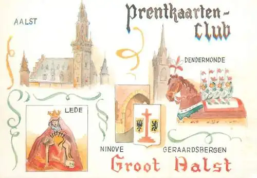 Postcard holiday card Belgium Aalst citadel scene