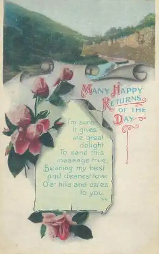 Postcard holiday card birthday card flower scene