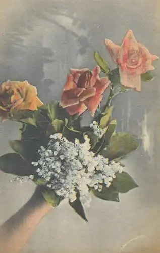 Postcard greetings card flower bouquet
