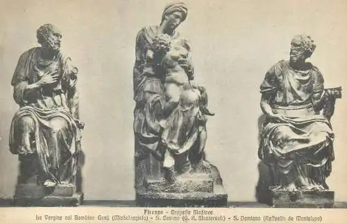 Italy Firenze Capelle Medicee La Vergine col Bambino, S Cosimo & S. Damiano statue
