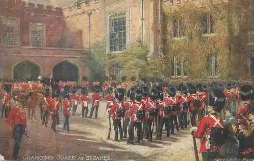 England London Raphael Tuck illustration Changing Guard at St James "Military in London" Series