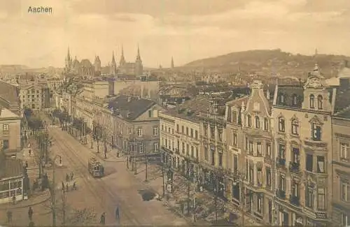 Germany Aachen tramway aerial cityscape