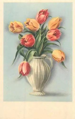 Tulips colourful vase floral arrangement