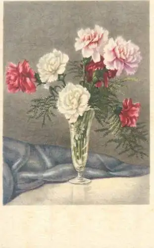 Carnations colourful vase floral arrangement