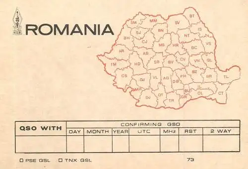 Romania radio amateur QSL card