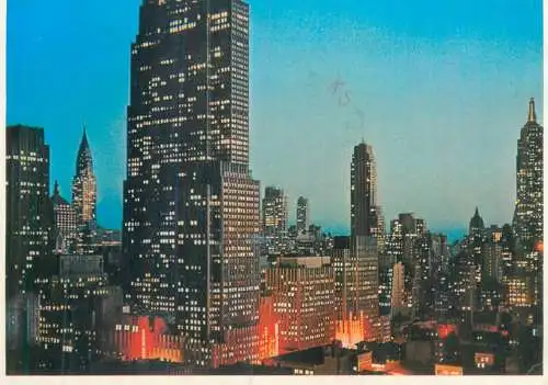 USA New York City Midtown Manhattan skyline night view