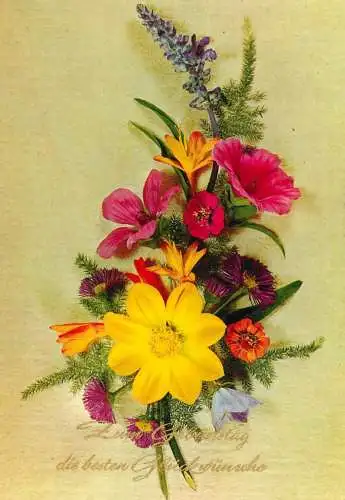 Postcard flower bouquet Gluckwunsche
