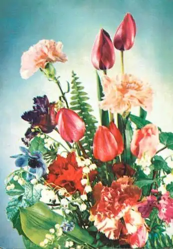 Postcard flower bouquet Germany