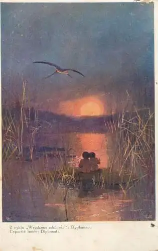 Postcard painting Z eyklu Wradzone zdolnosci Dyplomaci