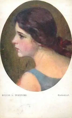 Postcard painting Stefan v. Burowski studienkopf