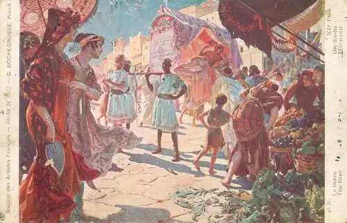 Postcard painting 1912 salon G. Rochegrosse the litter