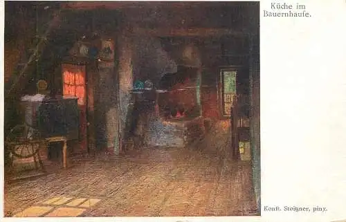 Postcard painting Wiener Kunst Kuche im Bauernhaufe