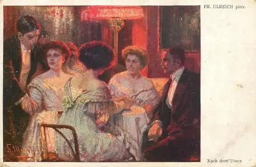 Postcard painting Fr. Ulreich Nach dem diner