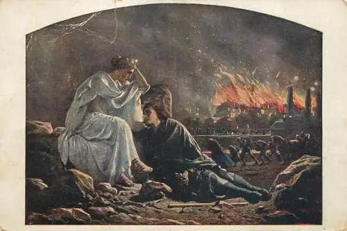 Postcard painting A. Grottger krieg la guerre