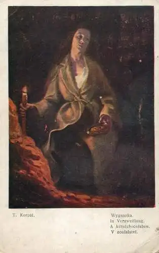 Postcard painting T. Korpal Wygnanka