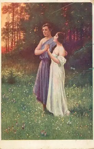 Postcard painting Romische liche Amour romain K. Benesch