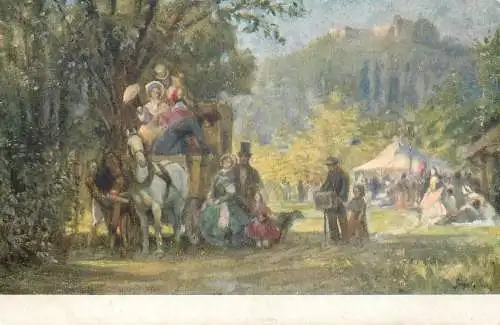 Postcard painting Gergely Biedermeier