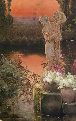 Postcard painting Heinrich Serra Romische Sumpflandschaft 1917