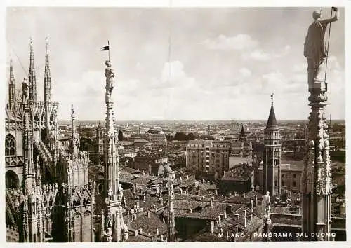 Postcard Italy Milano panorama del duomo