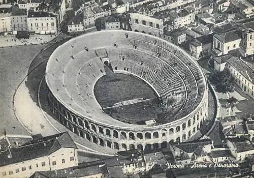 Postcard Italy Verona arena and panorama