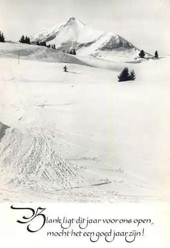 Postcard Belgium Winter mountain slope scene