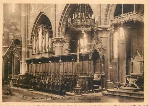 Postcard Belgium Maredsous eglise abbatiale choeur des moines