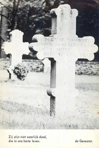 Postcard Belgium cemetery cross view poem de Genestet