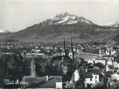 Postcard Switzerland Luzern mit Pilatus 1959
