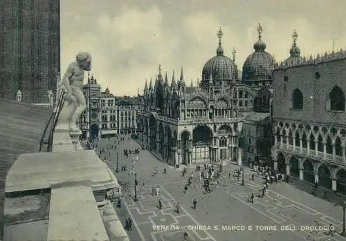 Postcard Italy Venice chiesa S. Marco e Torre dell'Orologio