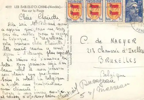 Postcard France Vendée Sables d'Olonne beach view
