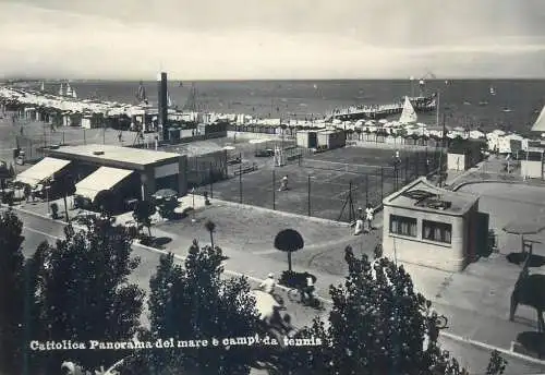 Postcard Italy Cattolica Panorama del mare e campi da tennis