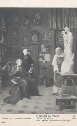 Postcard Painting Salon de 1911 V. Marais Milton l'ouvre du Moine