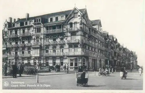 Postcard Belgium Duinbergen Grand Hotel Pauwels et la digue