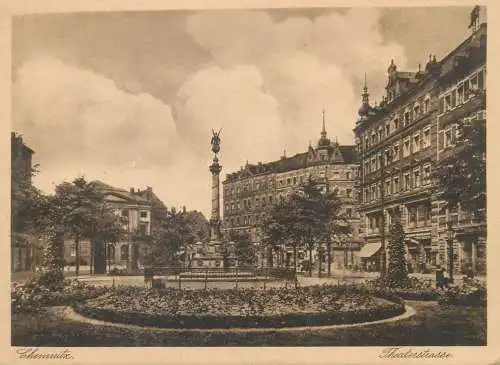 Postcard Germany Chemnitz theaterstrasse