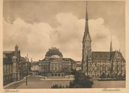 Postcard Germany Chemnitz theaterplatz